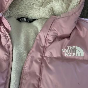 Pink north face winter jacket girls 6 good used!